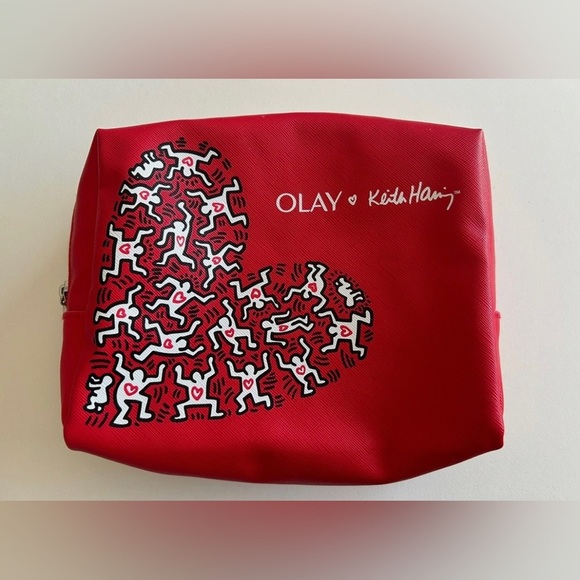 Rare Artist Keith Haring x Olay Red Friends Vanity Pouch Makeup Cosmetics Bag - Picture 14 of 14